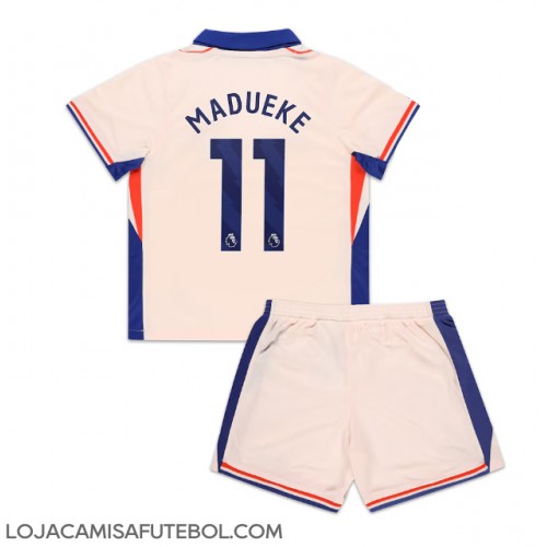 Camisa de Futebol Chelsea Noni Madueke #11 Equipamento Secundário Infantil 2024-25 Manga Curta (+ Calças curtas)